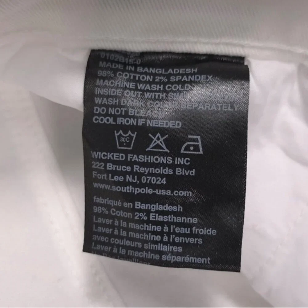NWT SOUTHPOLE Men’s Skinny Jeans White Cotton Stretch‎ Size 40x32